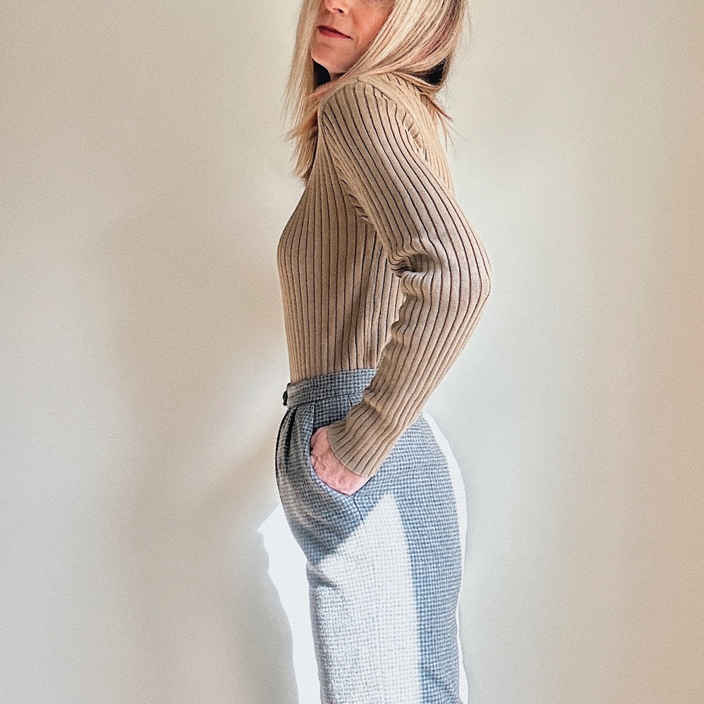 Vintage houndstooth plaid pants | trousers | lined wool pants | small | waist 27